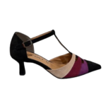 scarpa con tacco t-strap in eco-camoscio