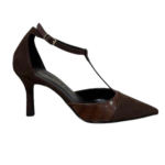 scarpa con tacco t-strap in eco-camoscio