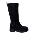 stivale biker in camoscio con cavigliera