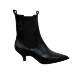 stivaletto chelsea pointy con tacco a rocchetto in pelle