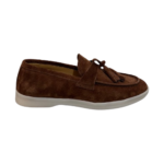 mocassino da donna in camoscio con nappine